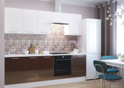 Кухня Люкс комплект 4 Шоколад глянец/Белый глянец