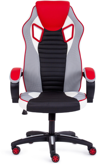 Кресло PILOT кож/зам/ткань, черный перфорированный/св.серый/красный, 36-6/06/TW-14/36-161