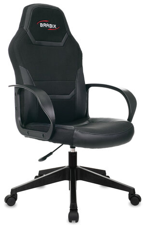 Кресло компьютерное BRABIX &quot;Alpha GM-018&quot;, ткань/экокожа, черное, 532636, GM-018_532636