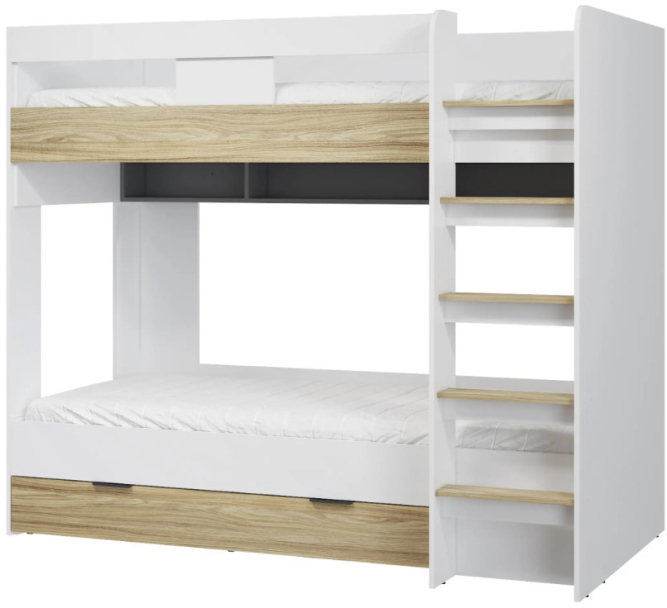 Кровать двухъярусная Скайлайт СЛ-30К блэквуд ячменный/графит/белый/меренга