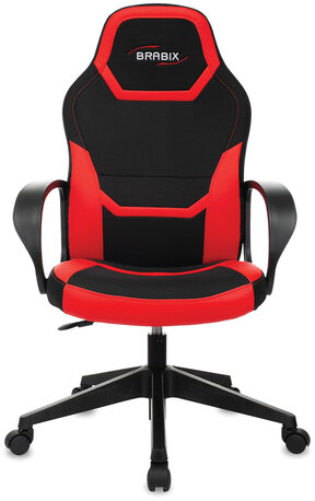 Кресло компьютерное BRABIX &quot;Alpha GM-018&quot;, ткань/экокожа, черное/красное, 532637, GM-018_532637
