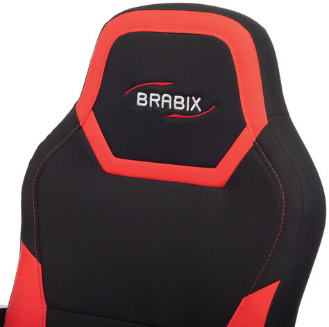 Кресло компьютерное BRABIX &quot;Alpha GM-018&quot;, ткань/экокожа, черное/красное, 532637, GM-018_532637
