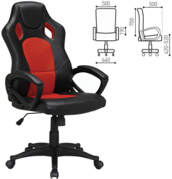 Кресло компьютерное BRABIX &quot;Rider EX-544&quot;, экокожа черная/ткань красная, 531583