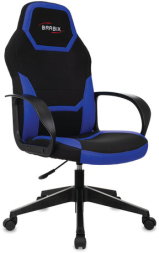 Кресло компьютерное BRABIX &quot;Alpha GM-018&quot;, ткань/экокожа, черное/синее, 532638, GM-018_532638