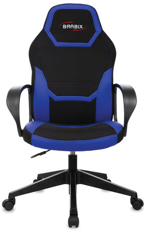 Кресло компьютерное BRABIX &quot;Alpha GM-018&quot;, ткань/экокожа, черное/синее, 532638, GM-018_532638