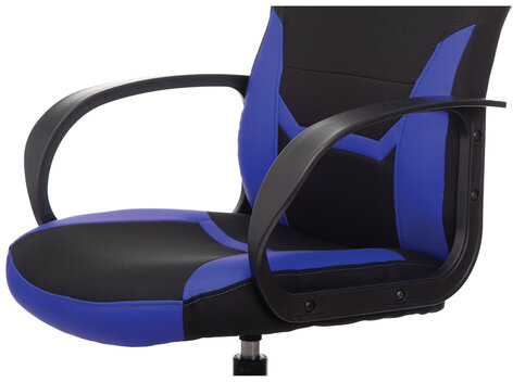 Кресло компьютерное BRABIX &quot;Alpha GM-018&quot;, ткань/экокожа, черное/синее, 532638, GM-018_532638