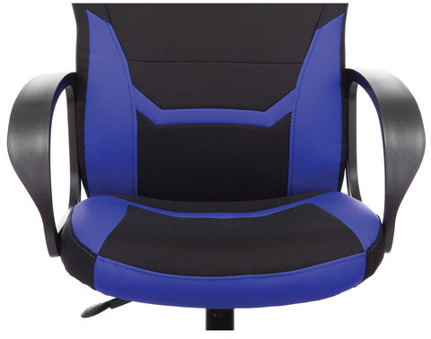 Кресло компьютерное BRABIX &quot;Alpha GM-018&quot;, ткань/экокожа, черное/синее, 532638, GM-018_532638
