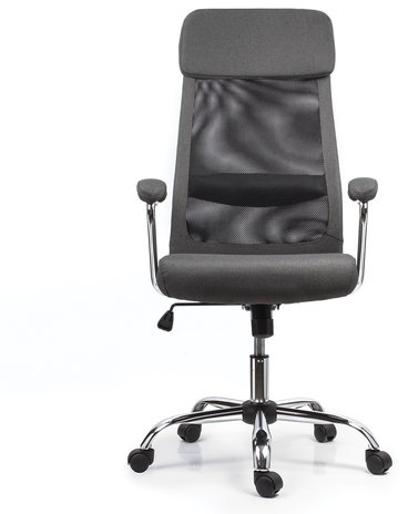 Кресло офисное BRABIX &quot;Flight EX-540&quot;, хром, ткань, сетка, серое, 531848