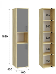 Шкаф-пенал Оскар ОС-02 блэквуд ячменный/графит