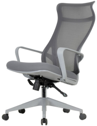 Кресло офисное CHAIRMAN CH 577, эргономичная спинка, серый пластик, сетка/ткань, серое, 7146057
