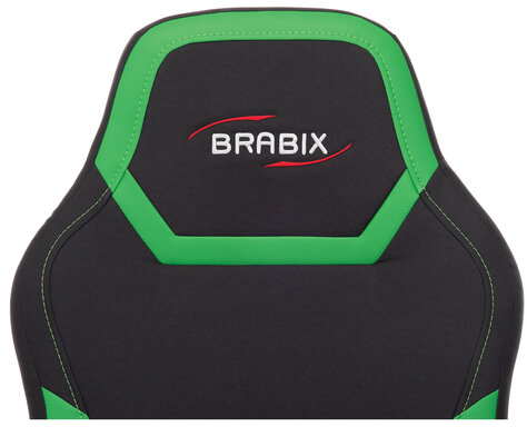 Кресло компьютерное BRABIX &quot;Alpha GM-018&quot;, ткань/экокожа, черное/зеленое, 532639, GM-018_532639