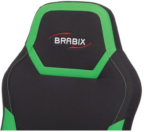 Кресло компьютерное BRABIX &quot;Alpha GM-018&quot;, ткань/экокожа, черное/зеленое, 532639, GM-018_532639