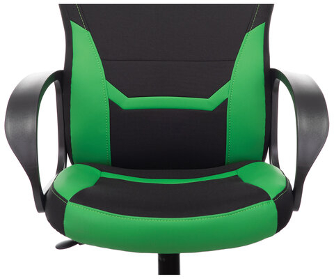 Кресло компьютерное BRABIX &quot;Alpha GM-018&quot;, ткань/экокожа, черное/зеленое, 532639, GM-018_532639