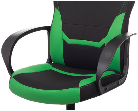 Кресло компьютерное BRABIX &quot;Alpha GM-018&quot;, ткань/экокожа, черное/зеленое, 532639, GM-018_532639
