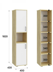Шкаф-пенал Оскар ОС-02 блэквуд ячменный/белый структурный
