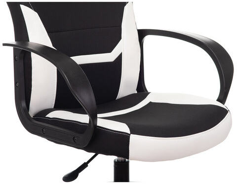 Кресло компьютерное BRABIX &quot;Alpha GM-018&quot;, ткань/экокожа, черное/белое, 532640, GM-018_532640