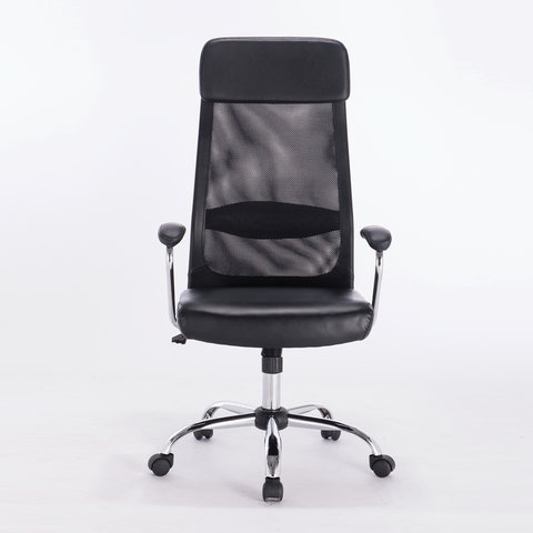 Кресло офисное BRABIX &quot;Flight EX-540&quot;, хром, экокожа, сетка, черное, 531850