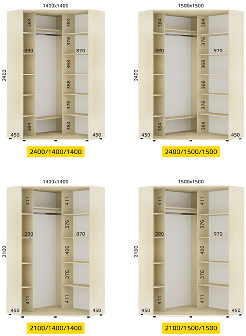 Шкаф-купе угловой Стандарт Комби 1 Дуб сонома/Зеркало/Зеркало