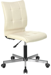 Кресло BRABIX &quot;Stream MG-314&quot;, без подлокотников, пятилучие серебристое, экокожа, бежевое, 532078