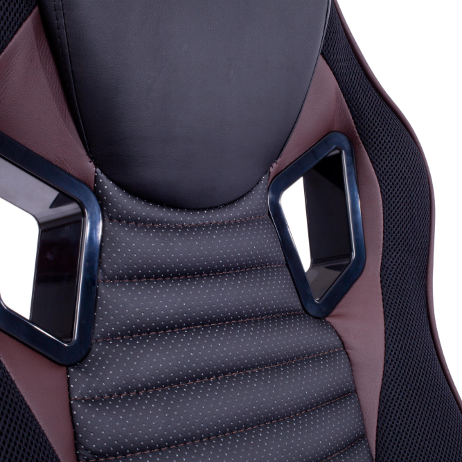 Кресло PILOT кож/зам/ткань, черный/черный перфорированный/коричневый, 36-6/36-6/06/36-36/TW-11