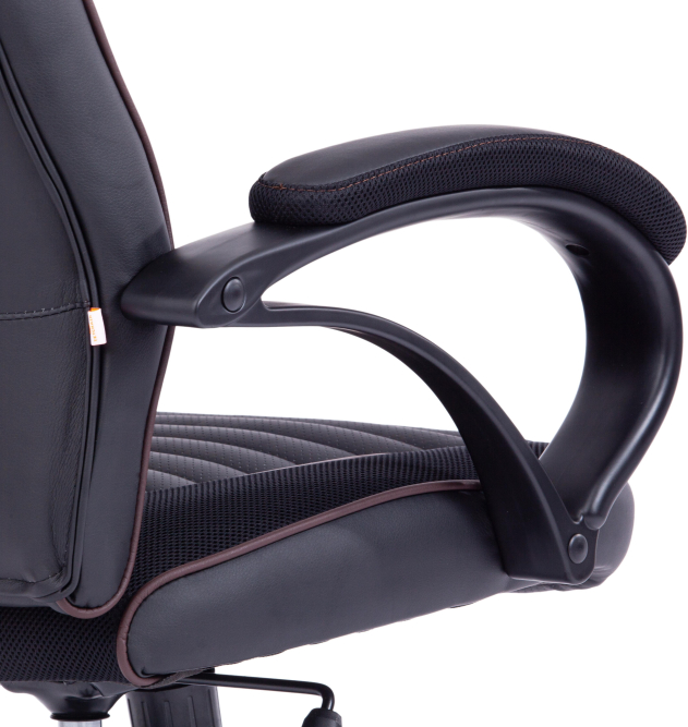 Кресло PILOT кож/зам/ткань, черный/черный перфорированный/коричневый, 36-6/36-6/06/36-36/TW-11