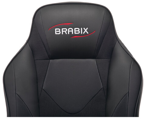 Кресло компьютерное BRABIX &quot;Game GM-017&quot;, экокожа/ткань, черное, 532641, GM-017_532641
