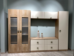 Шкаф-пенал со стеклом Анастасия АН-4К дуб роше/дуб классик синхро