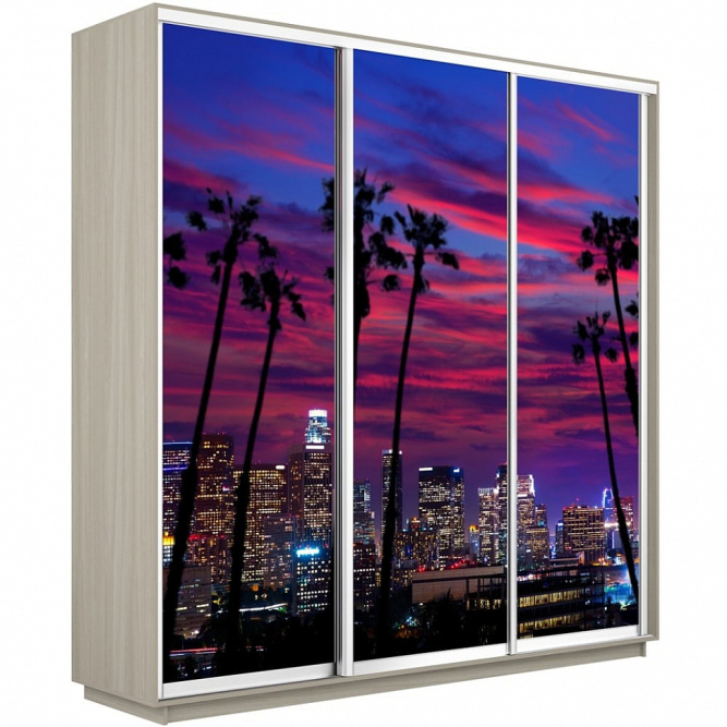 Шкаф-купе Экспресс 3-х дверный (Фото №1014 Закат над городом)