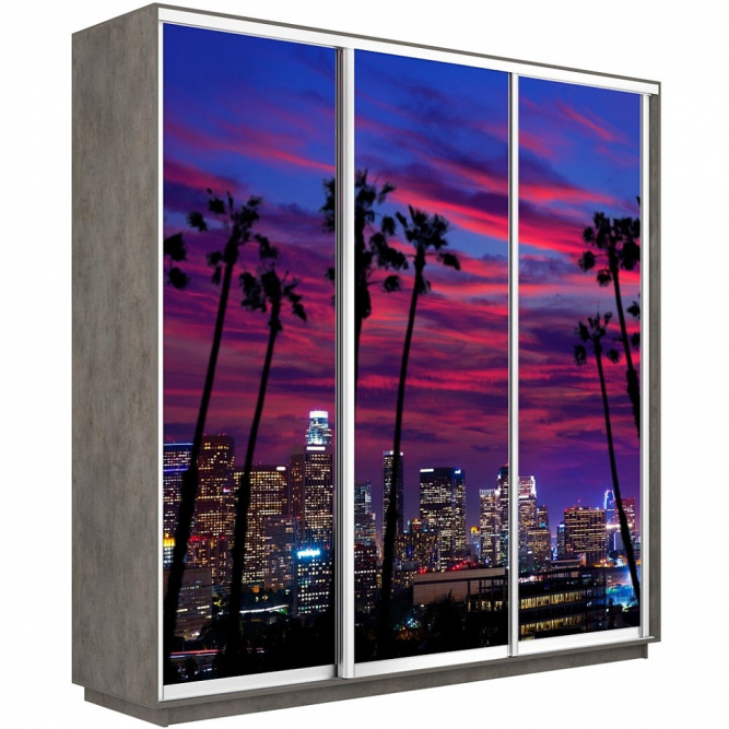 Шкаф-купе Экспресс 3-х дверный (Фото №1014 Закат над городом)