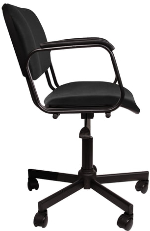 Кресло КР08, с подлокотниками, кожзаменитель, черное, КР01.00.08-201-