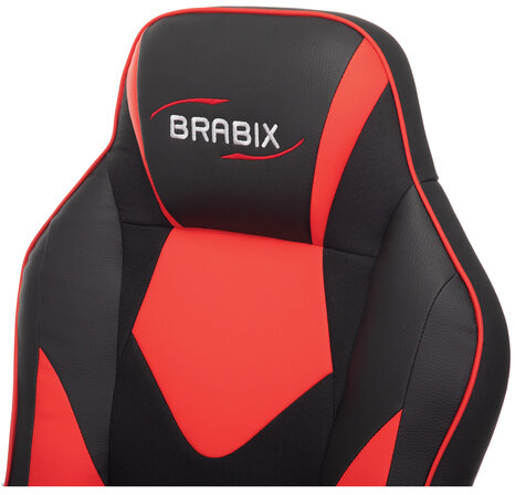 Кресло компьютерное BRABIX &quot;Game GM-017&quot;, экокожа/ткань, черное/красное, 532642, GM-017_532642