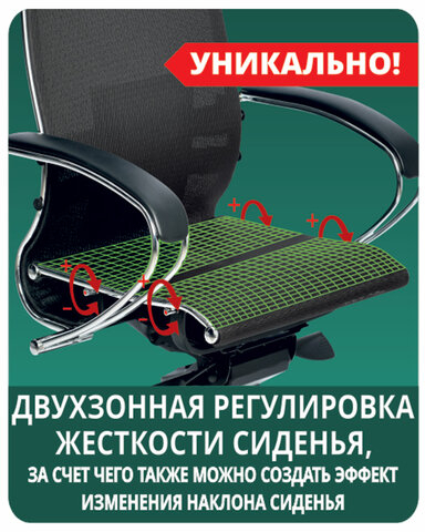 Кресло офисное МЕТТА &quot;SAMURAI&quot; Lux, рецик. кожа, регулируемое сиденье, черное