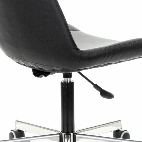 Кресло BRABIX &quot;Deco MG-316&quot;, без подлокотников, пятилучие серебристое, экокожа, черное, 532080.