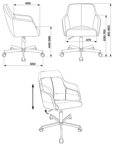 Кресло CH-380M, пятилучие металлическое, ткань, серо-голубое, 1430562
