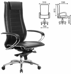 Кресло офисное МЕТТА &quot;SAMURAI&quot; Lux 2, рецик. кожа, регулируемое сиденье, черное