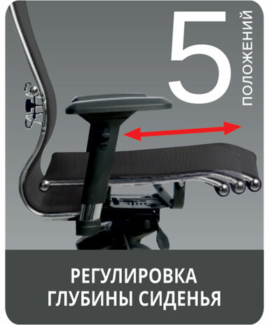 Кресло офисное МЕТТА &quot;SAMURAI&quot; Lux 2, рецик. кожа, регулируемое сиденье, черное