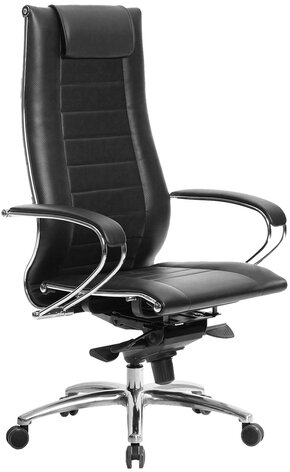 Кресло офисное МЕТТА &quot;SAMURAI&quot; Lux 2, рецик. кожа, регулируемое сиденье, черное