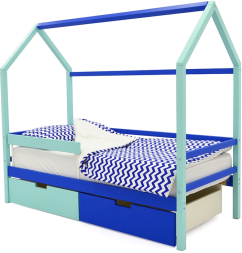 Кровать-домик Svogen мятно-синий