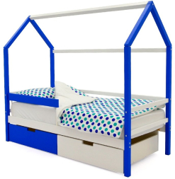 Кровать-домик Svogen сине-белый