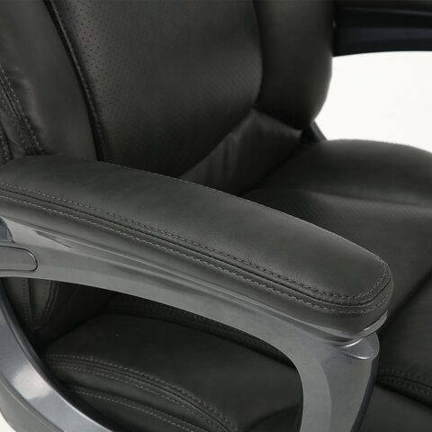 Кресло офисное BRABIX PREMIUM &quot;Favorite EX-577&quot;, пружинный блок, рециклированная кожа, серое, 531935