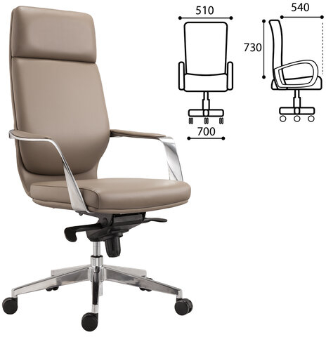 Кресло офисное BRABIX PREMIUM &quot;Resonance EX-755&quot;, мультиблок, алюминий, экокожа, бежевое, 532488